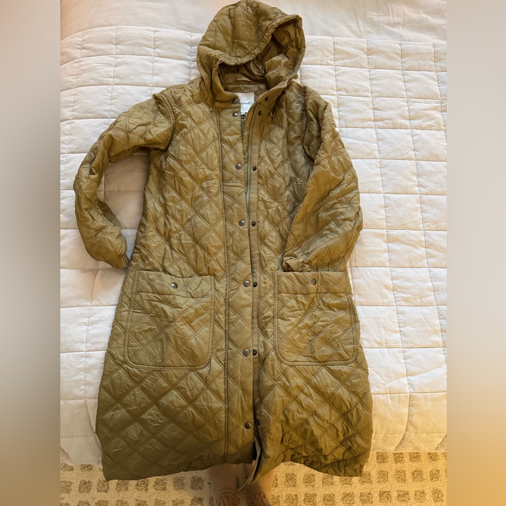 Madewell Quilted Tan Hooded Women's Coat